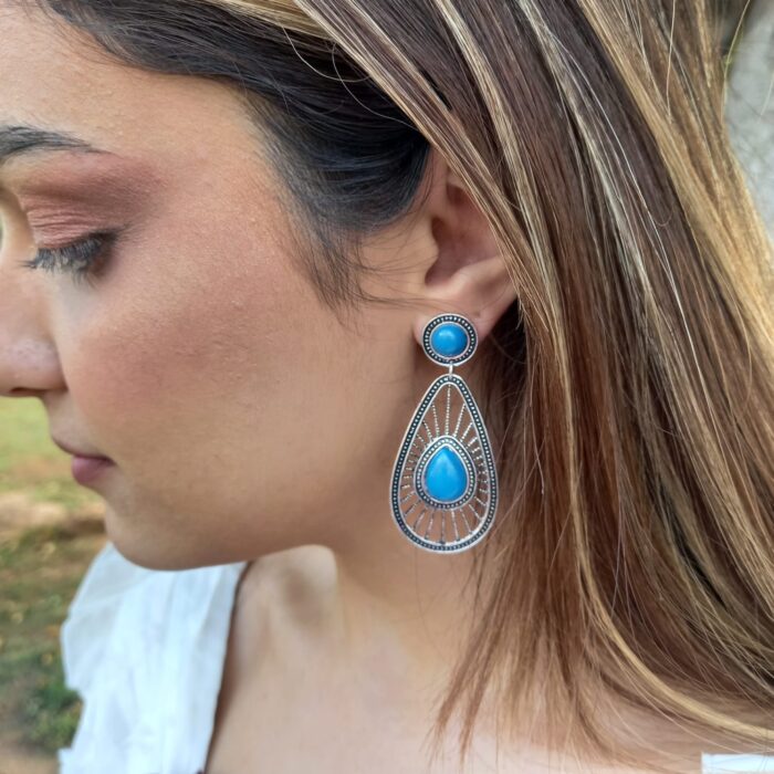 brinco prata azul indigo