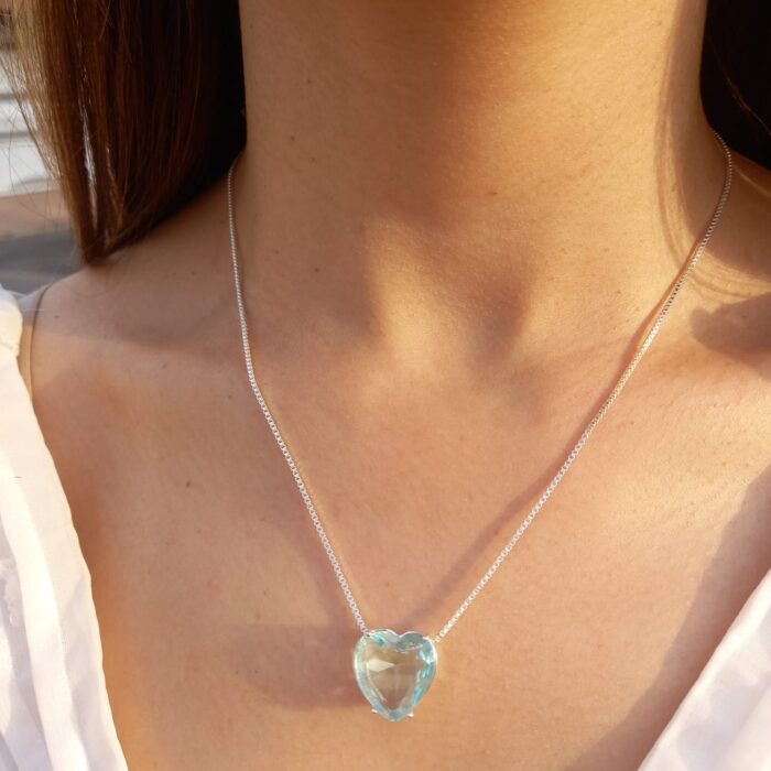 conjunto prata indicolite coração