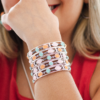 Bracelete prata laranja, menta e rosa
