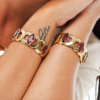 bracelete ouro dourado rodolita