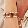 bracelete ouro dourado rodolita
