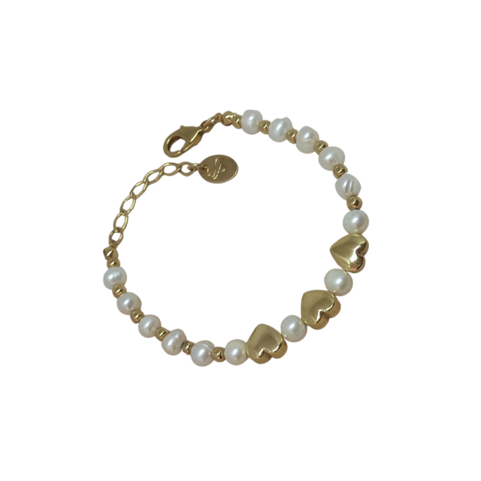 Pulseira pérola natural ouro vintage