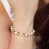 Pulseira pérola natural ouro vintage