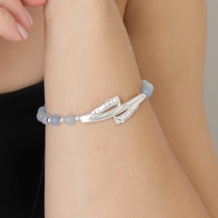 pulseira prata pedra natural jade aquamarine