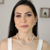 Colar prata pedra natural howlita branca